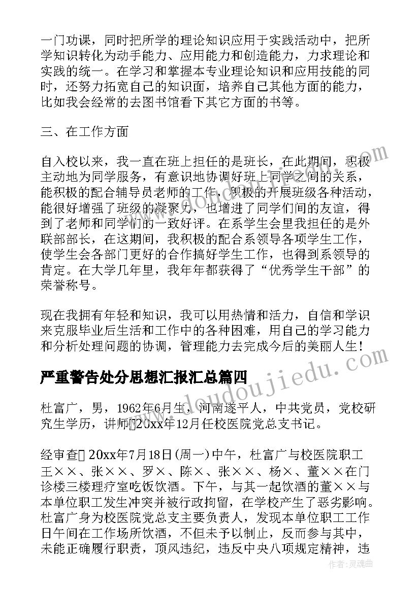 2023年严重警告处分思想汇报(精选5篇)