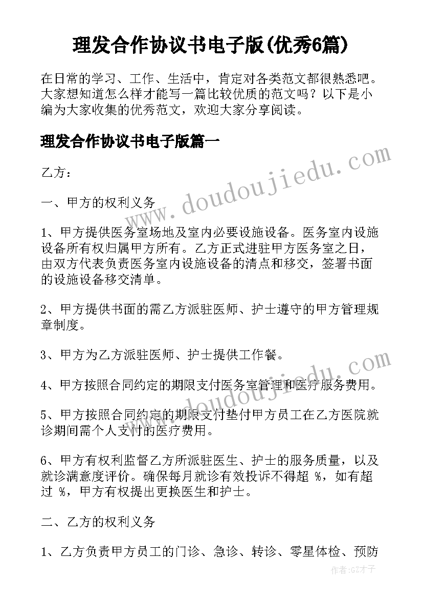 理发合作协议书电子版(优秀6篇)