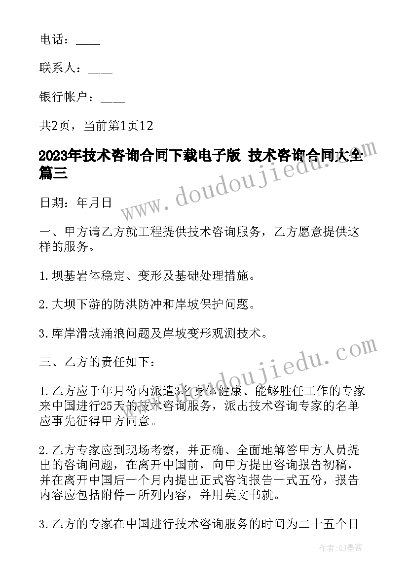 2023年技术咨询合同下载电子版 技术咨询合同(实用7篇)