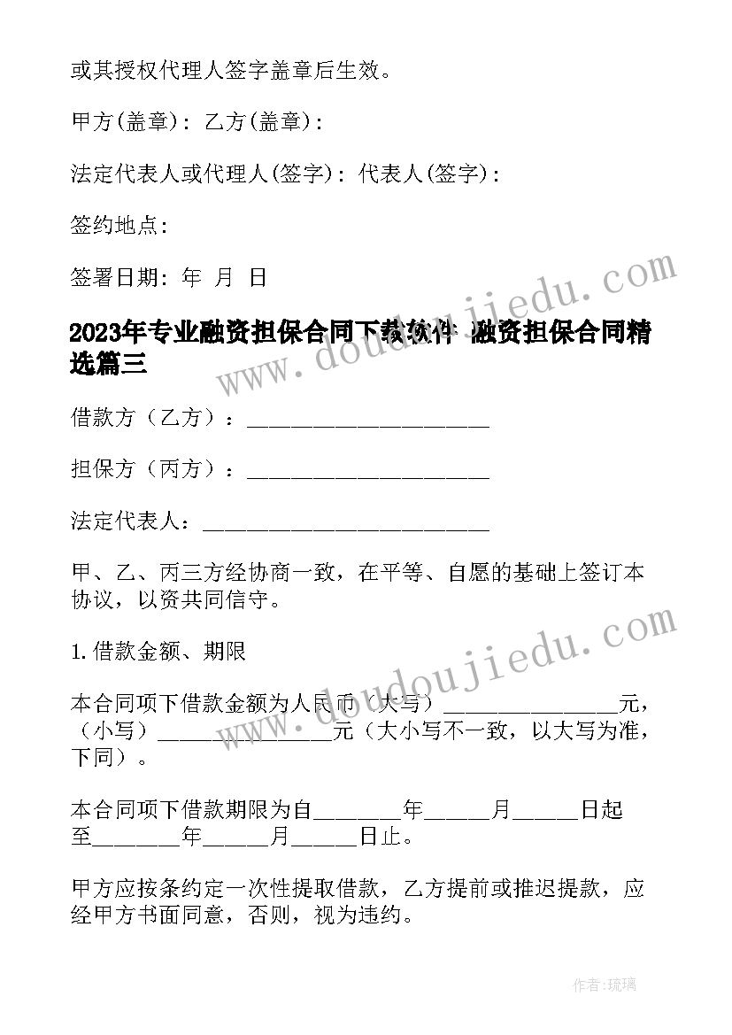 专业融资担保合同下载软件 融资担保合同(大全5篇)