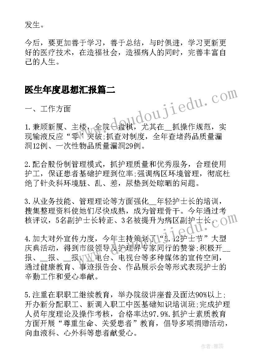 最新医生年度思想汇报(精选8篇)