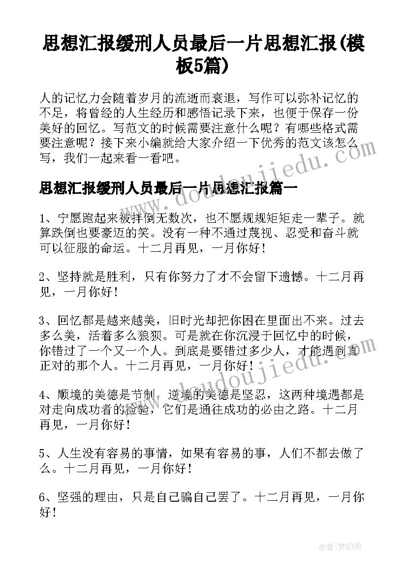 思想汇报缓刑人员最后一片思想汇报(模板5篇)