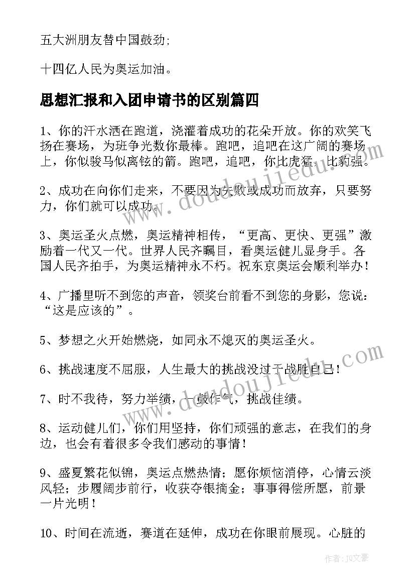 最新思想汇报和入团申请书的区别(实用5篇)