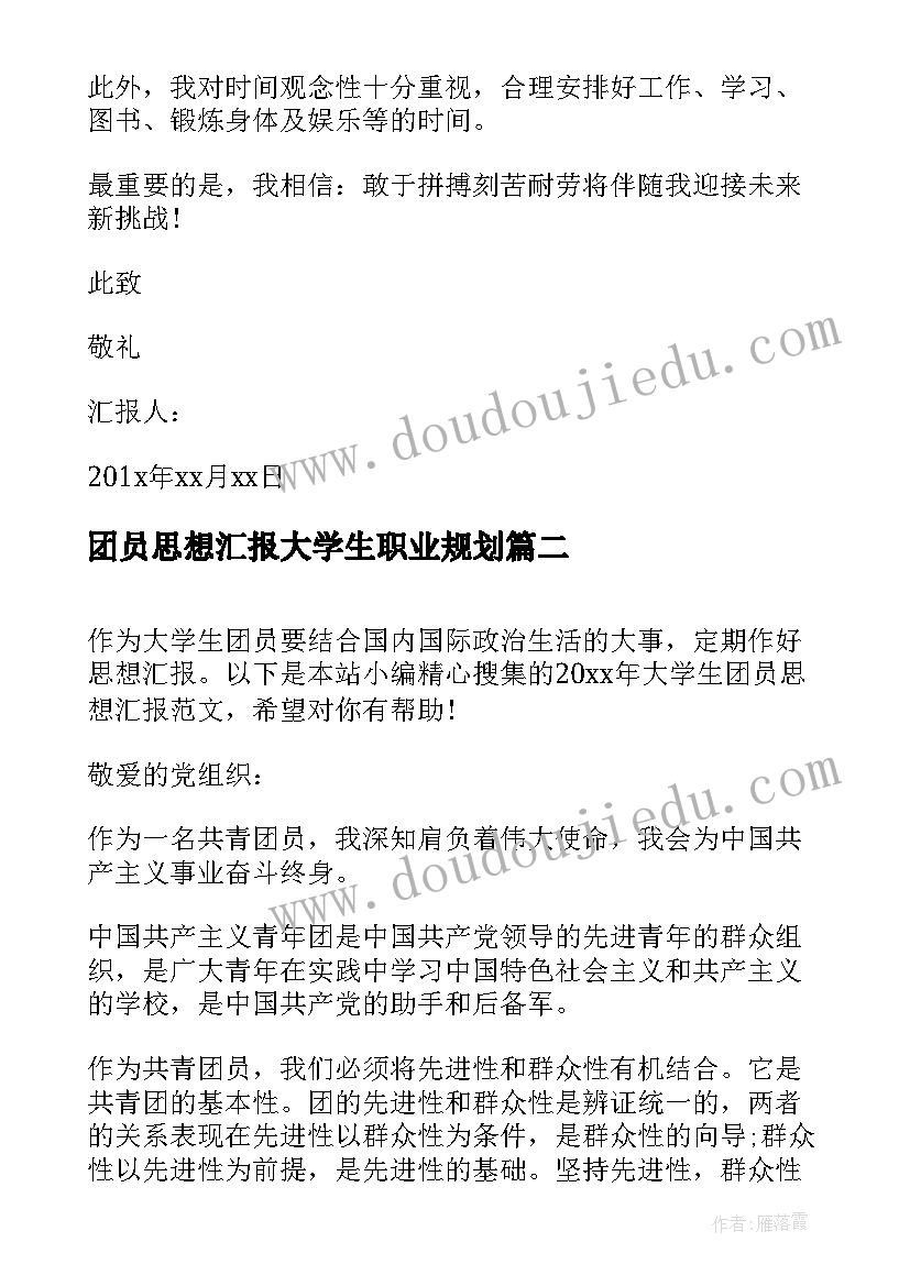 团员思想汇报大学生职业规划(实用7篇)