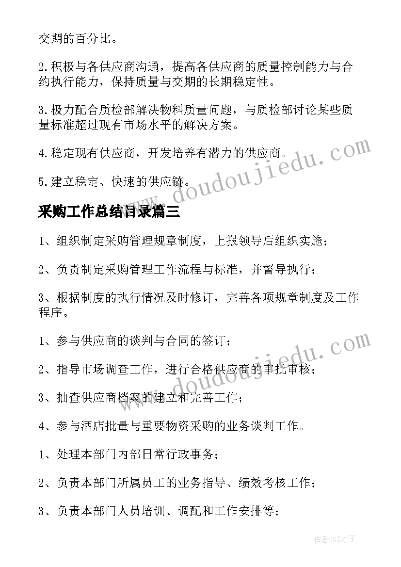 2023年采购工作总结目录(精选7篇)