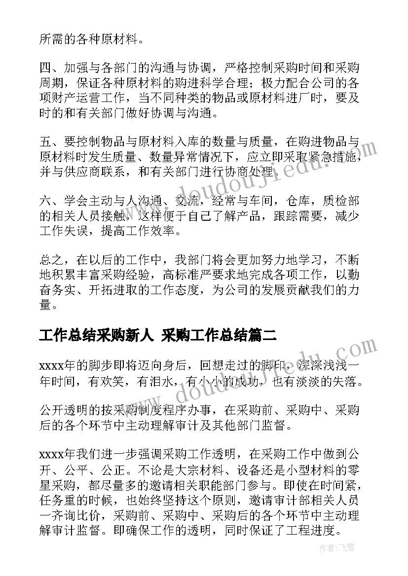 工作总结采购新人 采购工作总结(优质6篇)