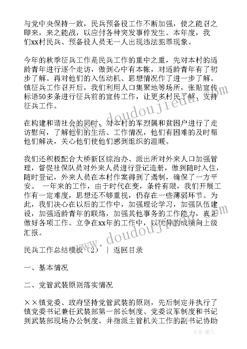 民兵点验工作总结报告 民兵走访工作总结(通用7篇)