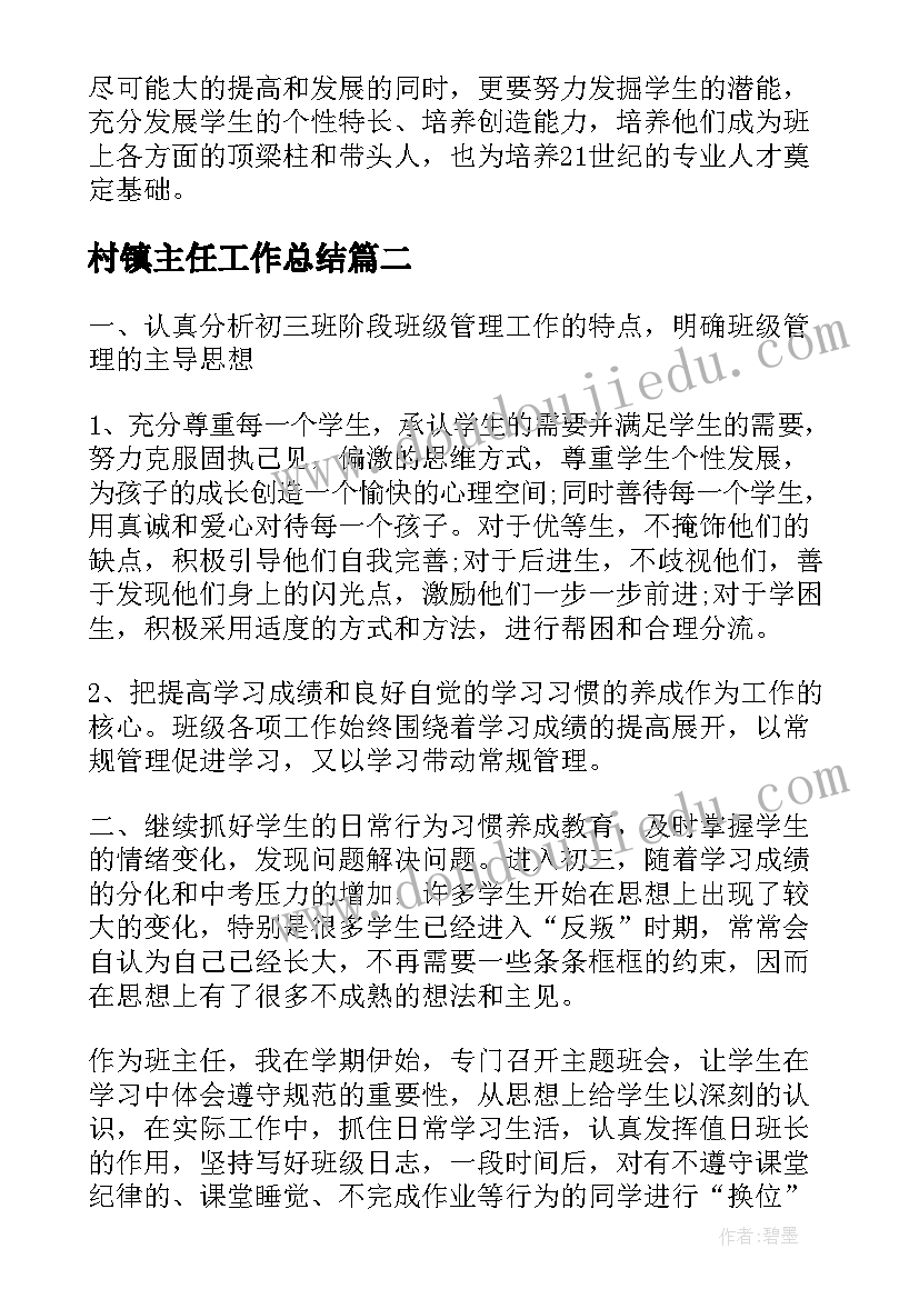 2023年村镇主任工作总结(通用8篇)