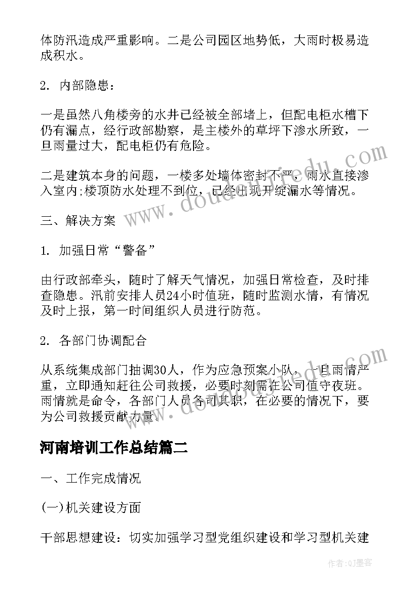 2023年河南培训工作总结(模板9篇)