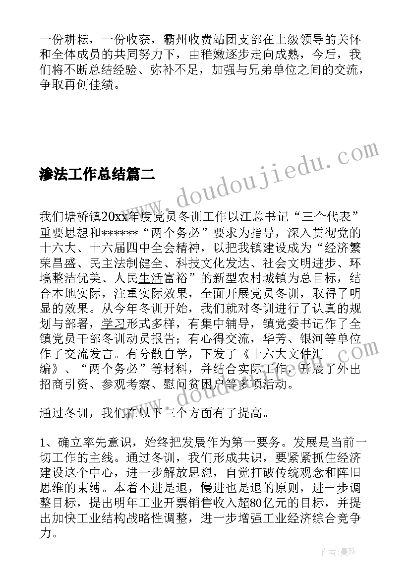 2023年渗法工作总结(汇总10篇)