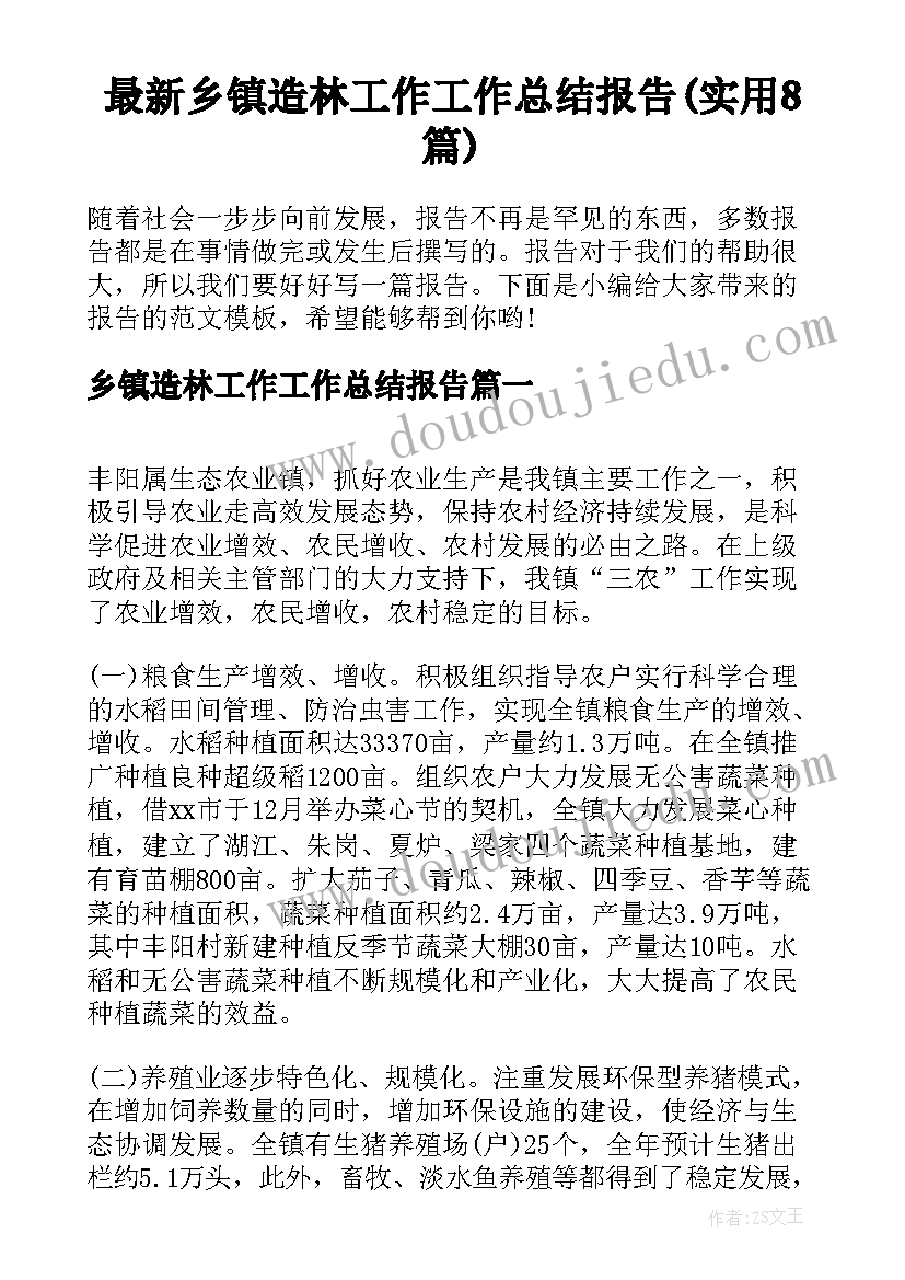 最新乡镇造林工作工作总结报告(实用8篇)