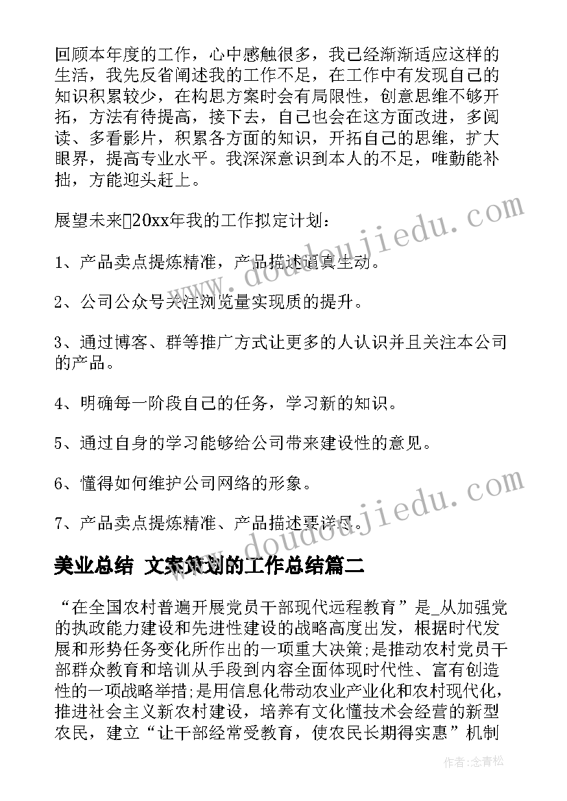 2023年美业总结 文案策划的工作总结(大全6篇)