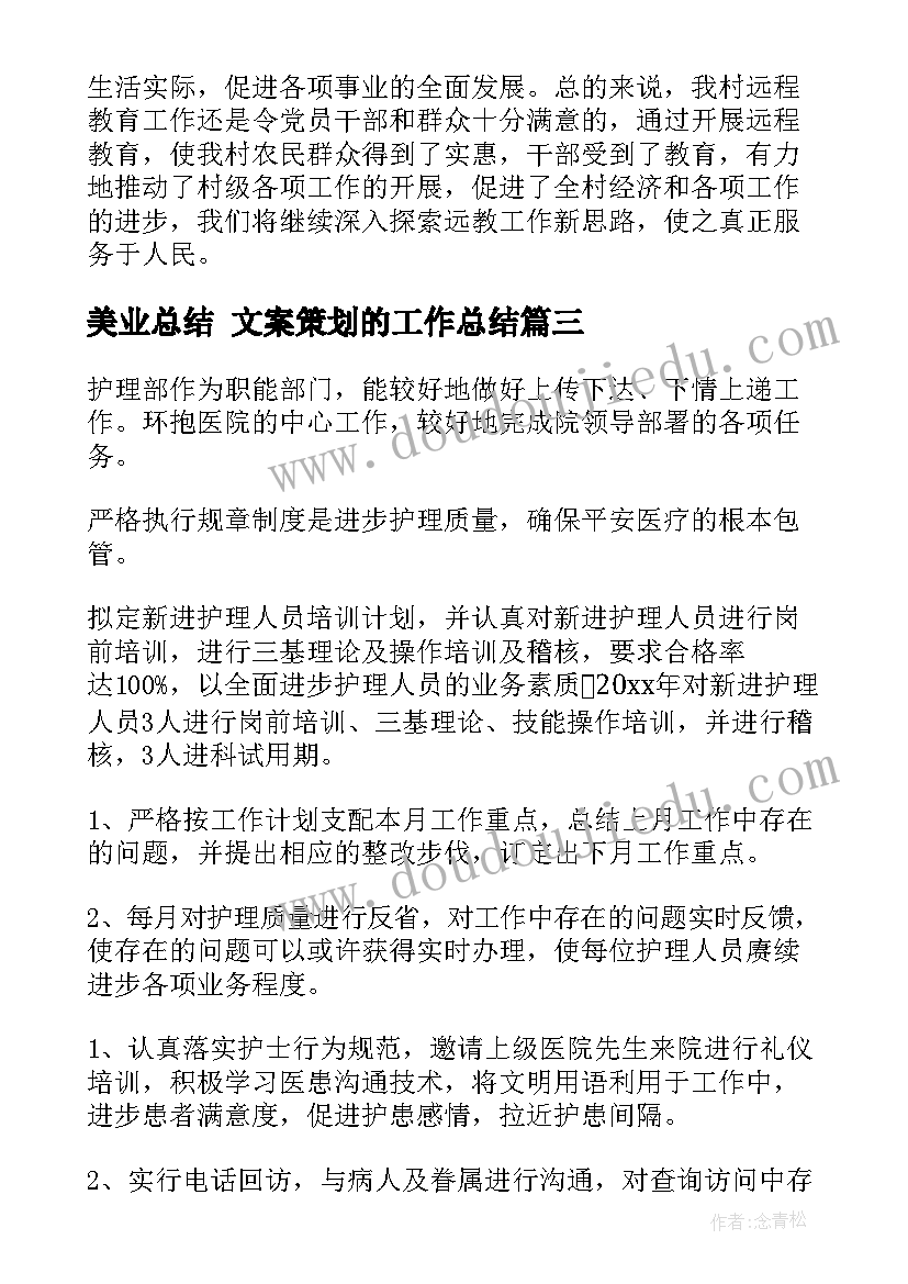 2023年美业总结 文案策划的工作总结(大全6篇)