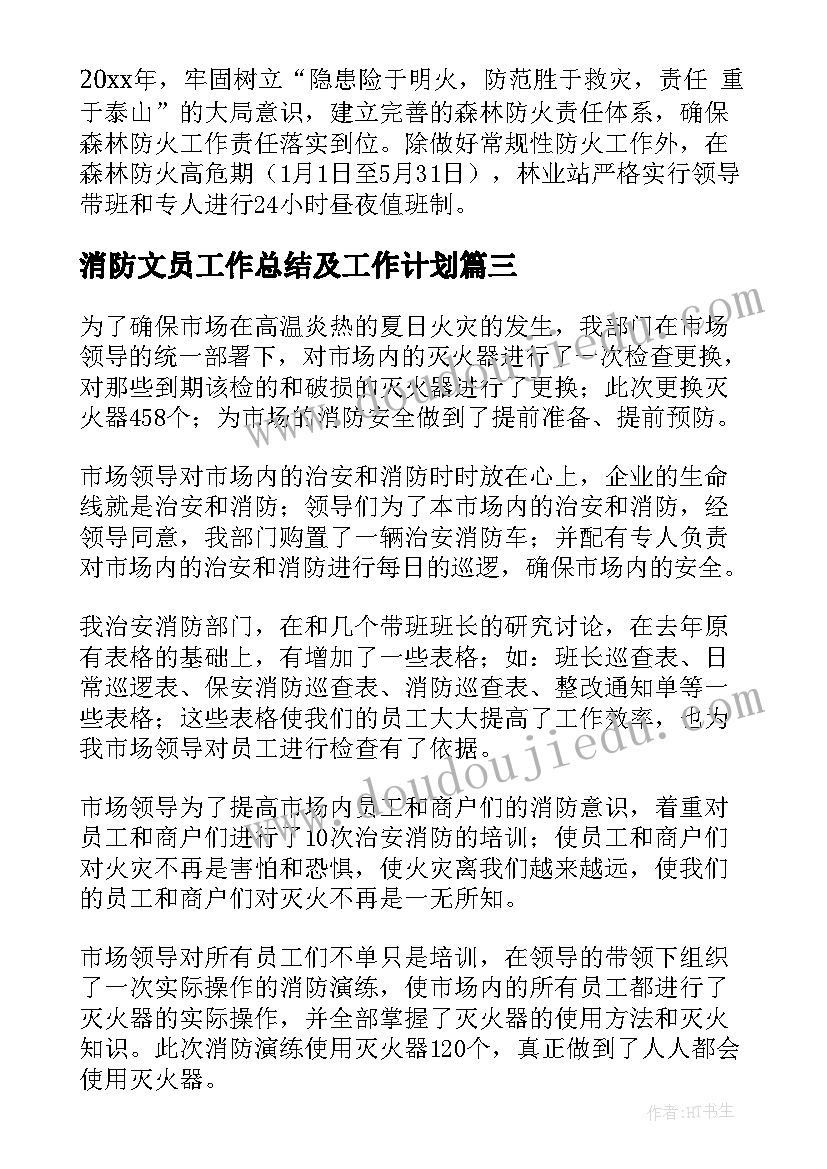 2023年消防文员工作总结及工作计划(实用5篇)