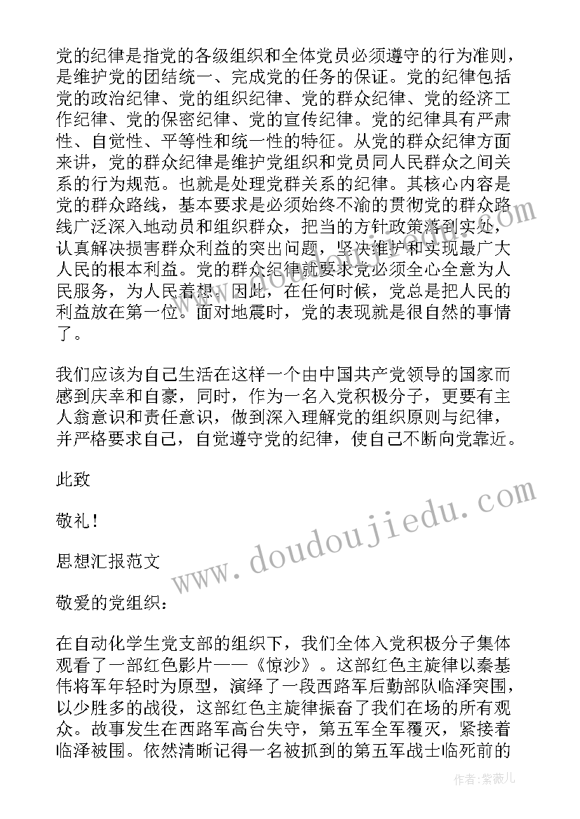 最新党员思想汇报纪律(通用5篇)