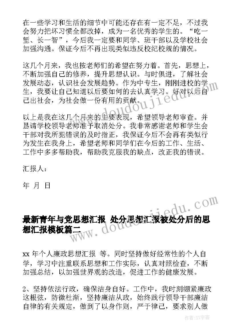 2023年青年与党思想汇报 处分思想汇报被处分后的思想汇报(大全7篇)