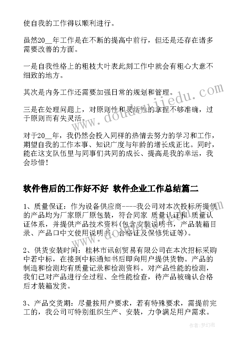 2023年软件售后的工作好不好 软件企业工作总结(模板10篇)