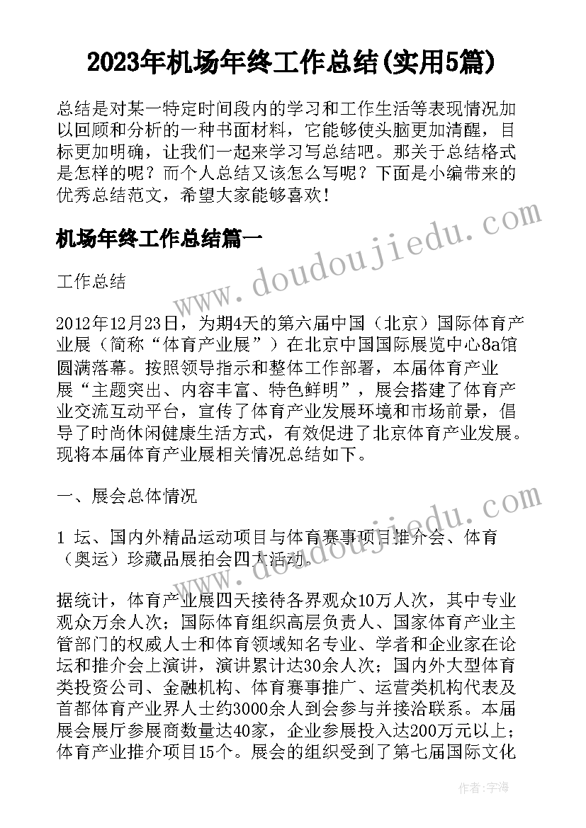 2023年机场年终工作总结(实用5篇)