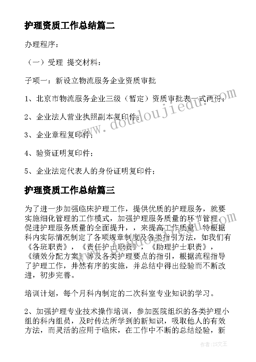 2023年护理资质工作总结(精选9篇)