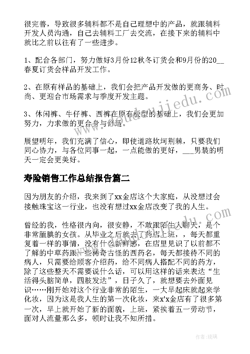 2023年寿险销售工作总结报告(优秀6篇)