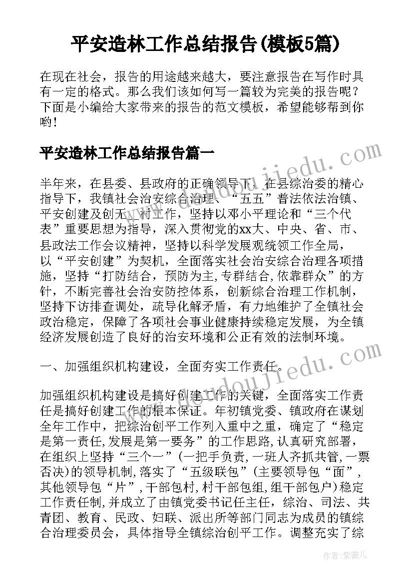 平安造林工作总结报告(模板5篇)