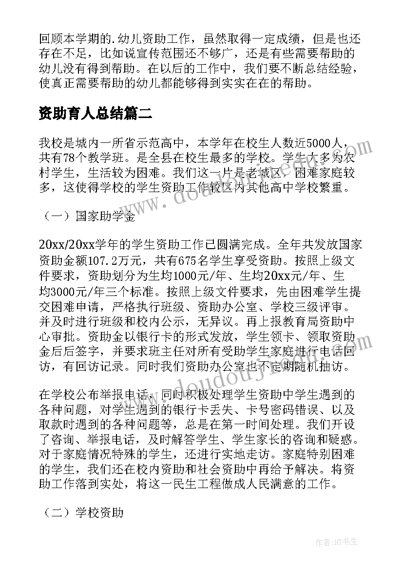 最新资助育人总结(优质8篇)