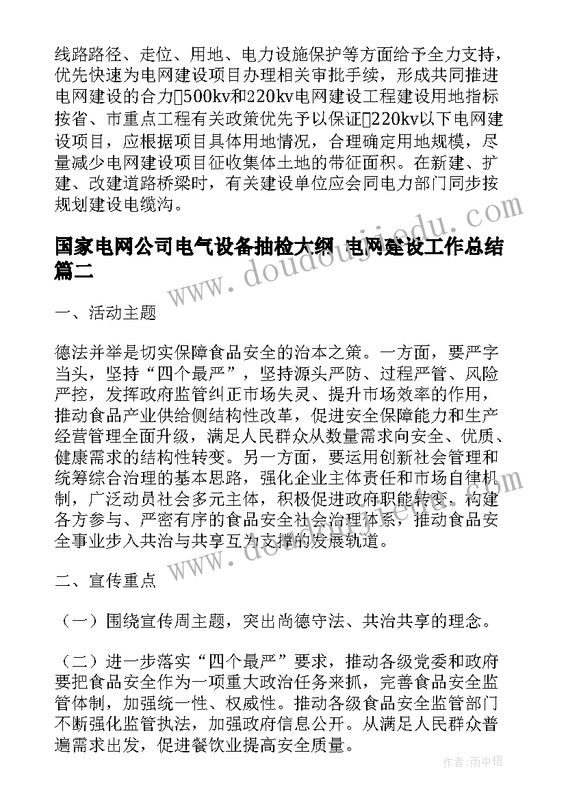 最新国家电网公司电气设备抽检大纲 电网建设工作总结(优质9篇)