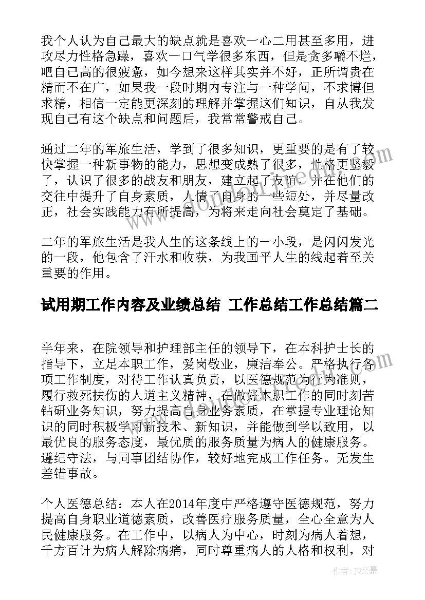 2023年试用期工作内容及业绩总结 工作总结工作总结(通用5篇)