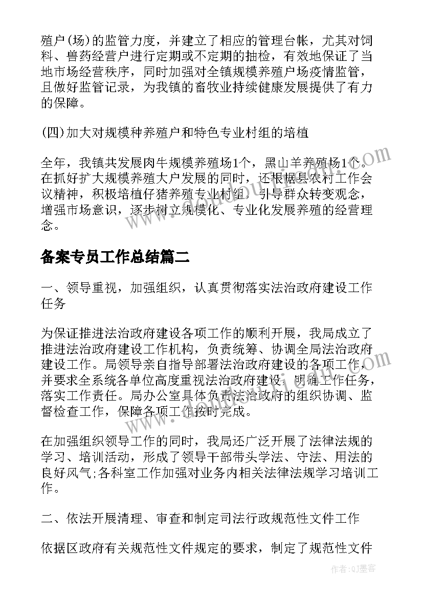 2023年备案专员工作总结(大全5篇)