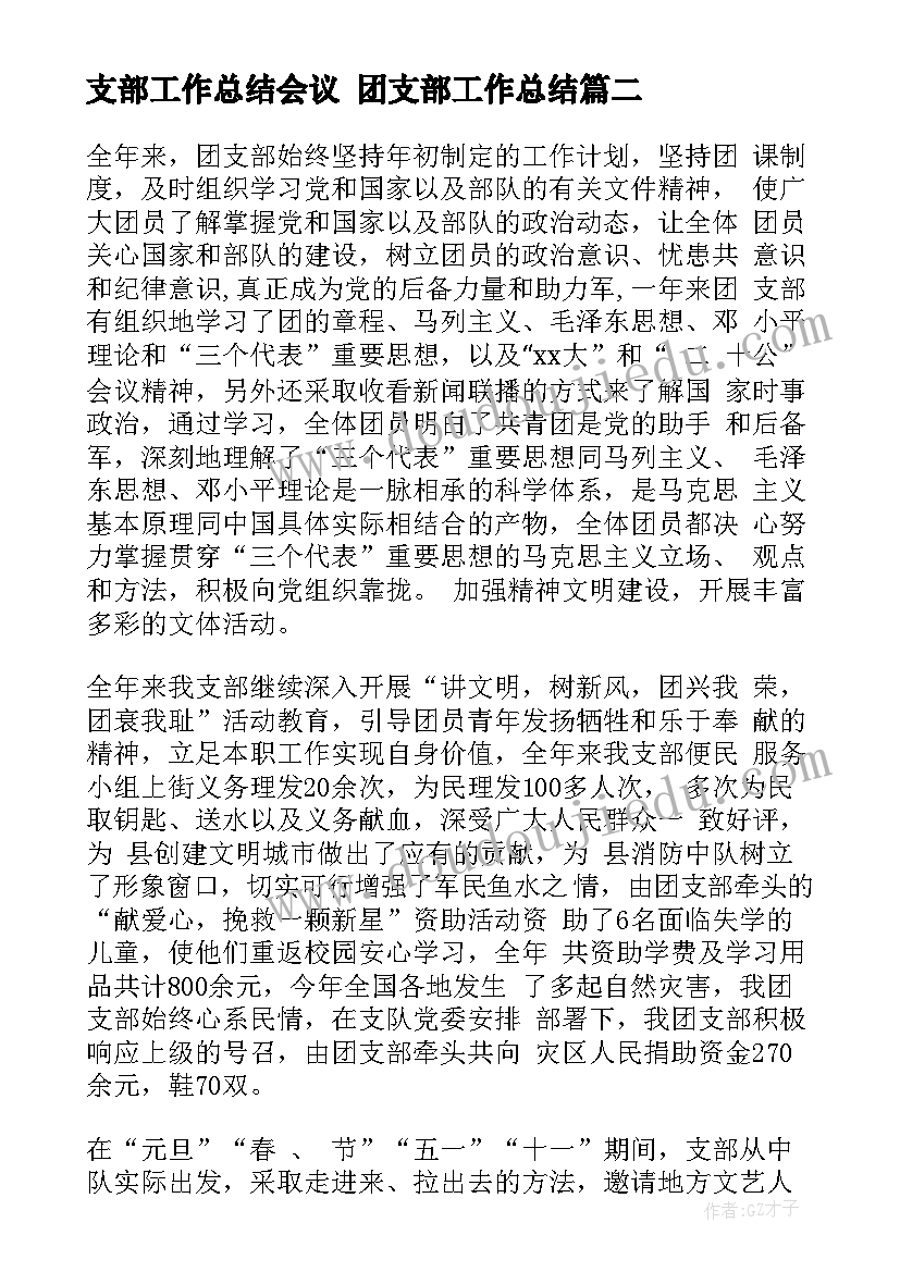 最新支部工作总结会议 团支部工作总结(模板6篇)