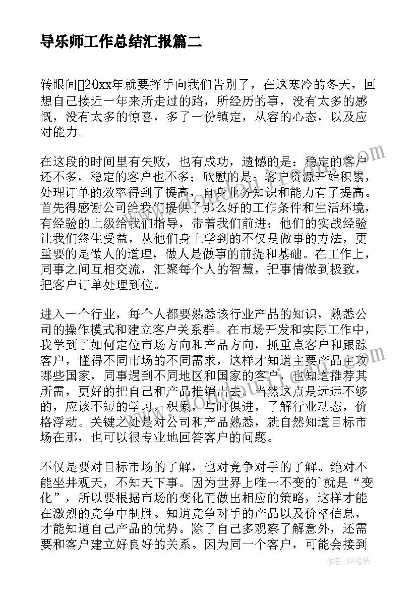 导乐师工作总结汇报(实用6篇)