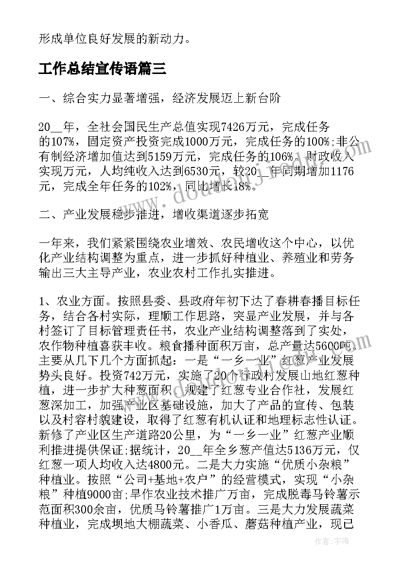 2023年工作总结宣传语(精选8篇)