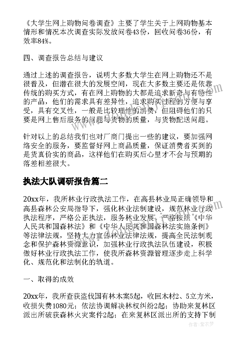 执法大队调研报告(精选7篇)