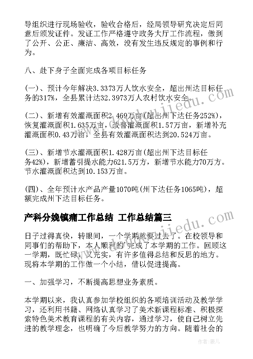 最新产科分娩镇痛工作总结 工作总结(优质5篇)