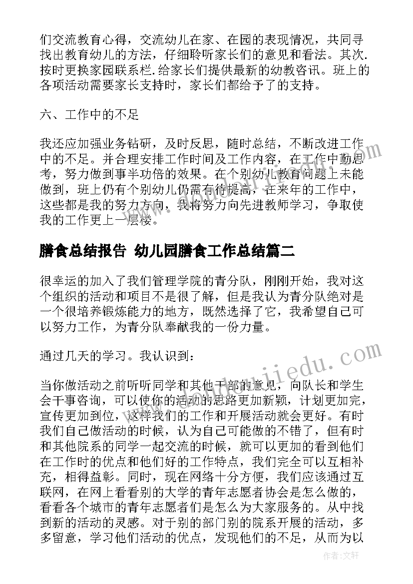 2023年膳食总结报告 幼儿园膳食工作总结(通用7篇)