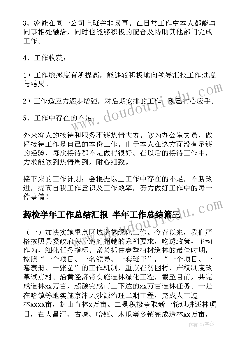 药检半年工作总结汇报 半年工作总结(通用8篇)