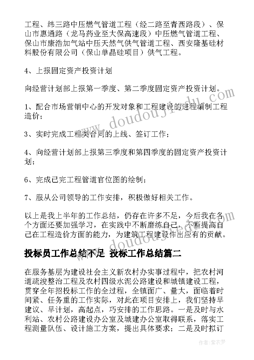 投标员工作总结不足 投标工作总结(优质8篇)