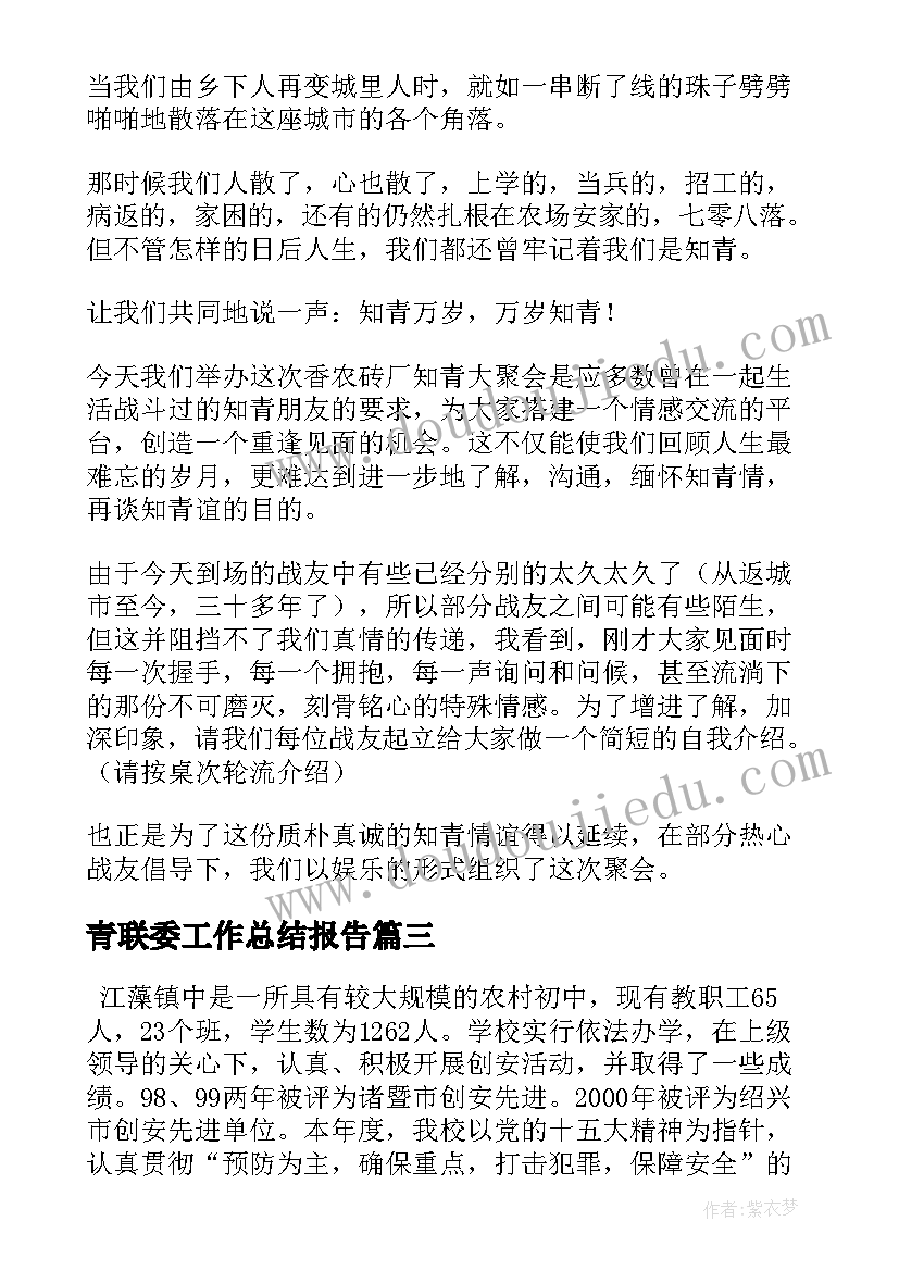 青联委工作总结报告(大全10篇)