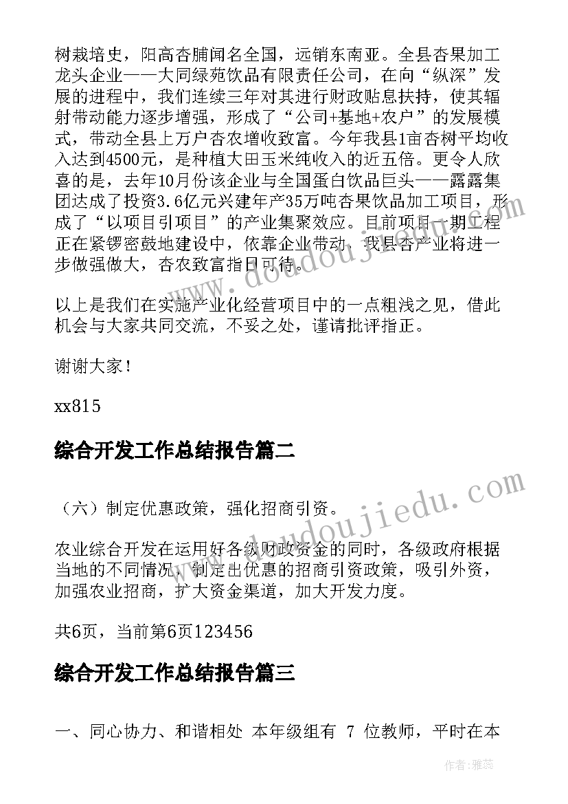 2023年综合开发工作总结报告(实用10篇)