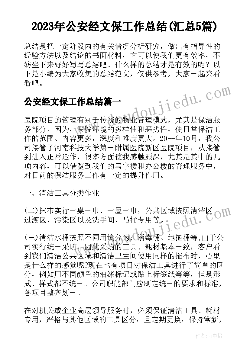 2023年公安经文保工作总结(汇总5篇)