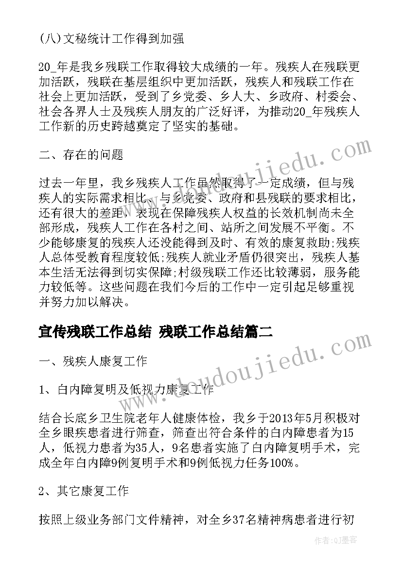 2023年宣传残联工作总结 残联工作总结(精选6篇)