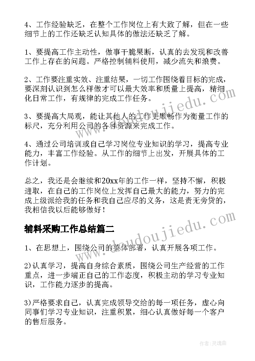 辅料采购工作总结(精选5篇)