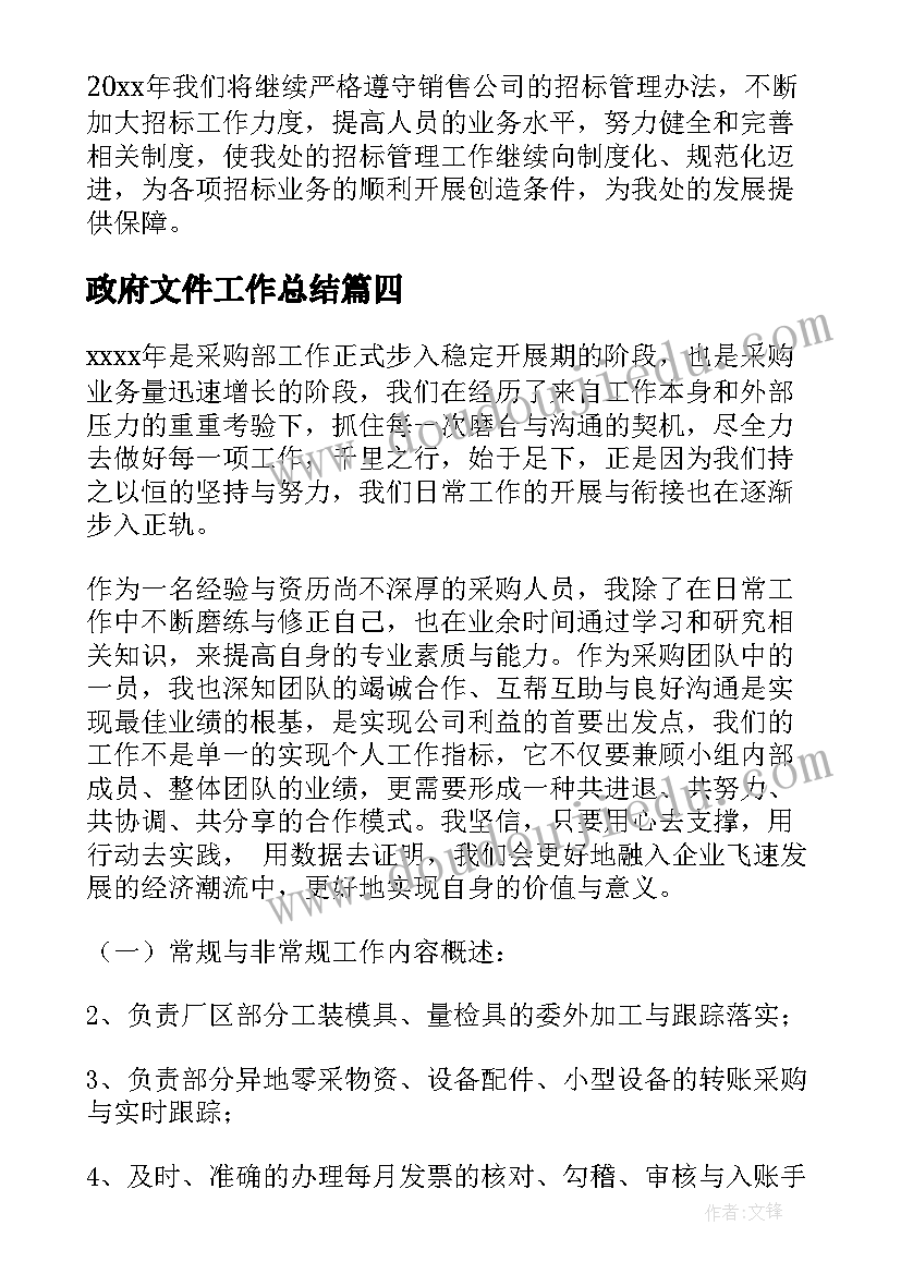 最新政府文件工作总结(模板9篇)