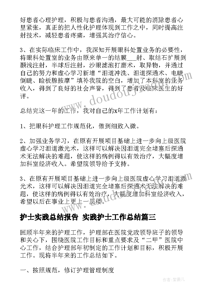 最新护士实践总结报告 实践护士工作总结(优秀9篇)