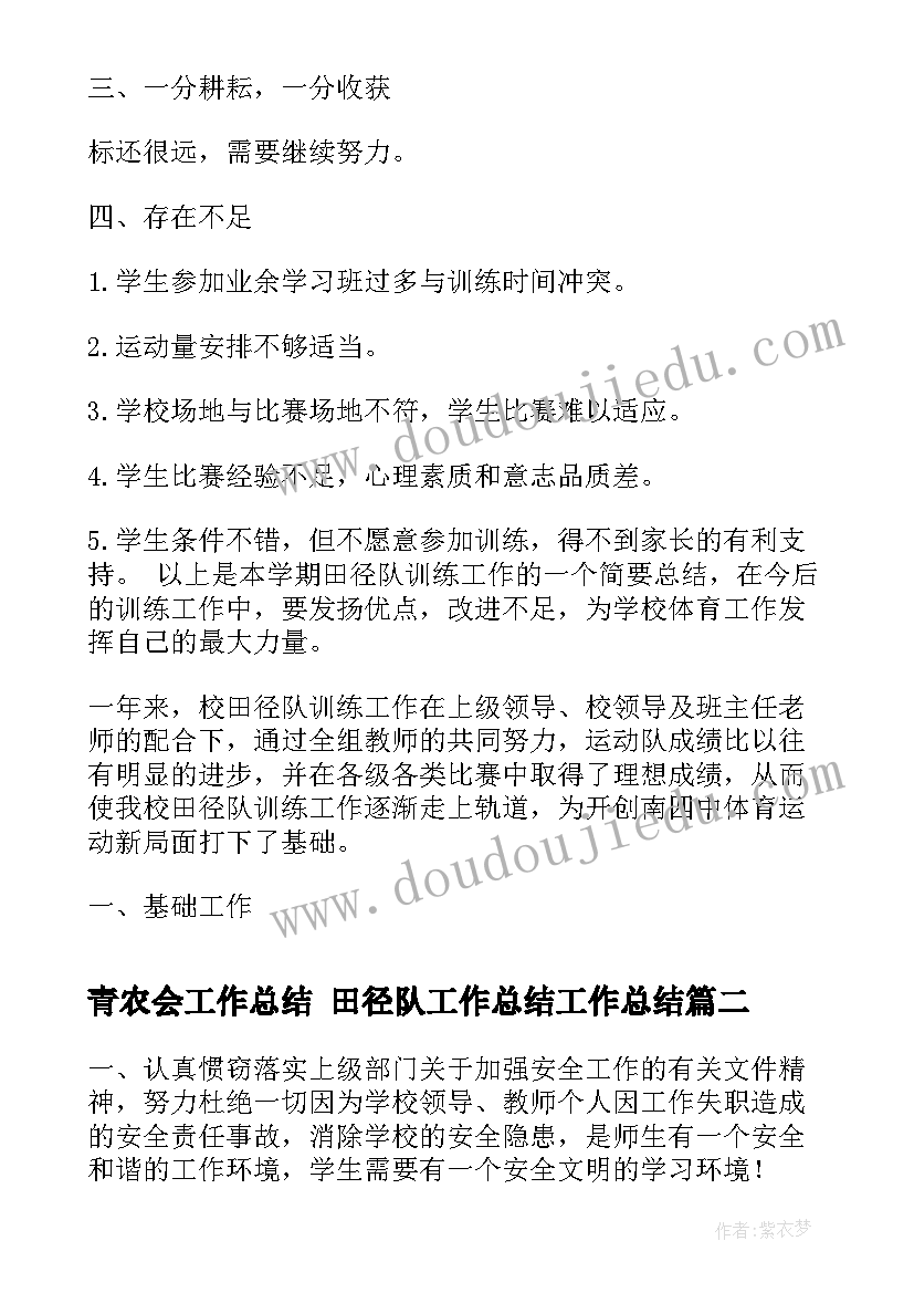 2023年青农会工作总结 田径队工作总结工作总结(优质7篇)