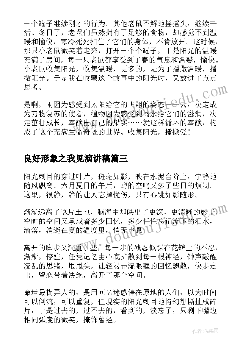 2023年良好形象之我见演讲稿(精选9篇)