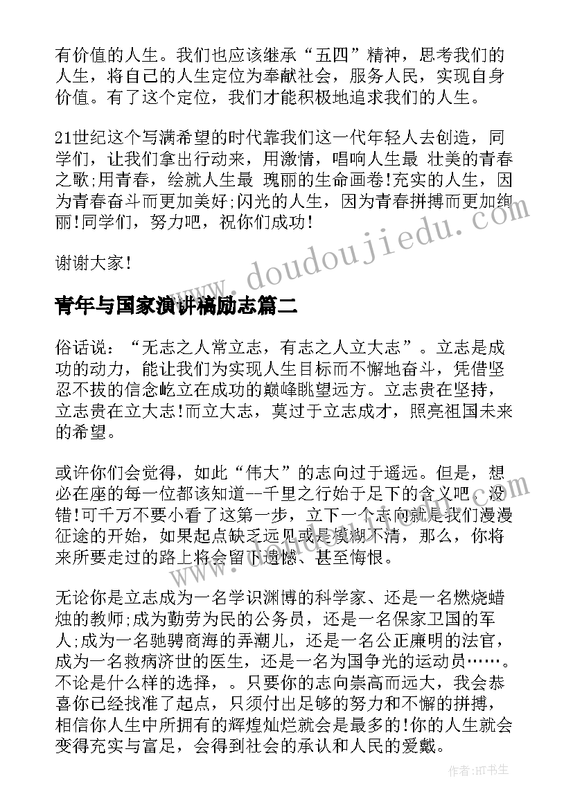 青年与国家演讲稿励志 青年节励志演讲稿(精选9篇)