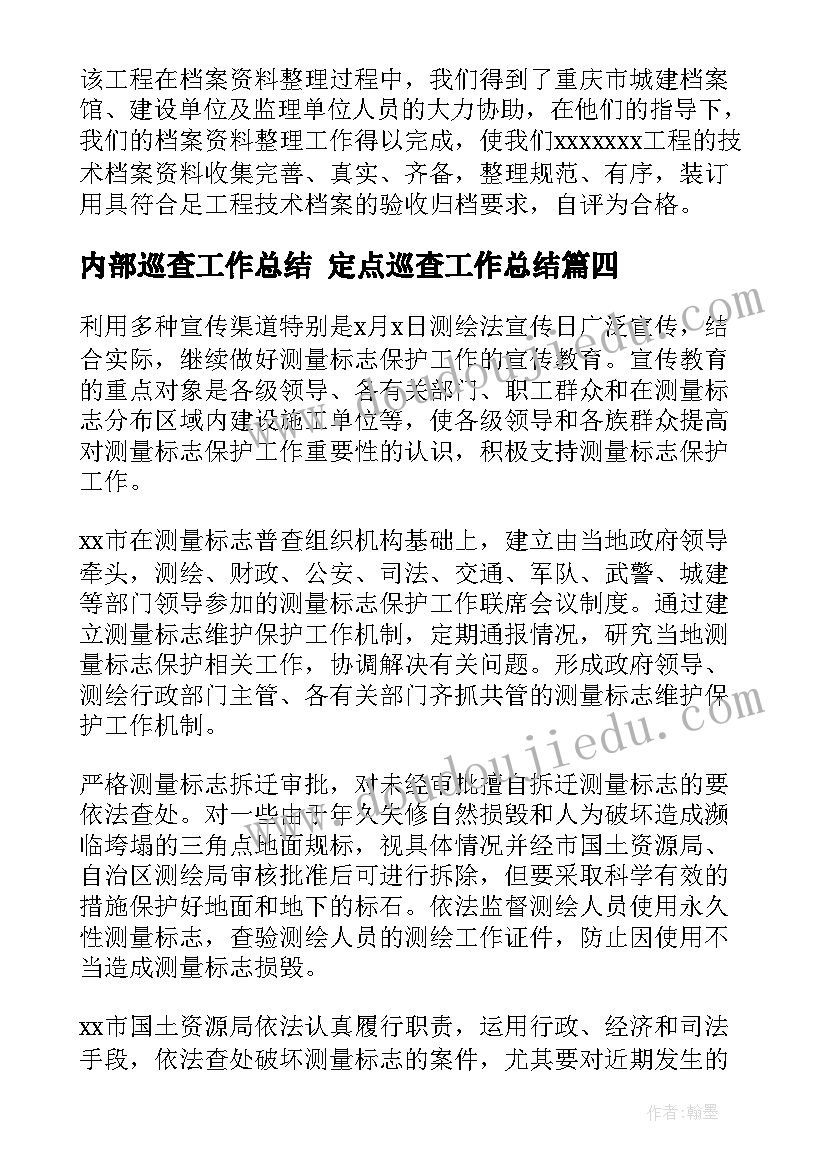 2023年内部巡查工作总结 定点巡查工作总结(精选5篇)