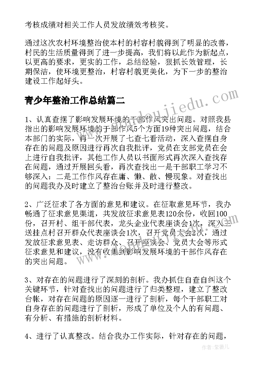 2023年青少年整治工作总结(优秀7篇)