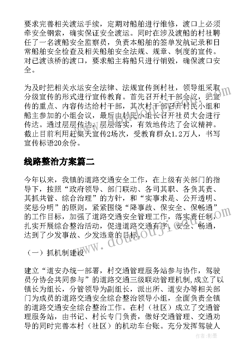 2023年线路整治方案(优秀5篇)